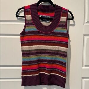 Vintage MEXX Lambswool Blend Colorful Striped Sweater Vest Womens Size Medium